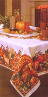 Harvest Splender Printed Thanksgiving Tablecloth 60 x 120 Cotton 