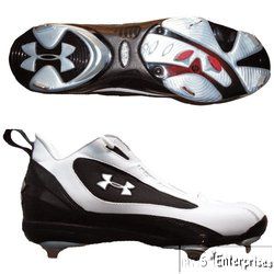   Clutch Metal Mid Steel Baseball Cleats Blk White New Mens 8