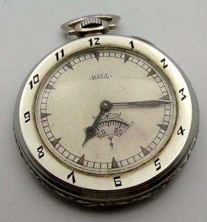 Vintage Ball Watch Co. Stainless Steel 19 Jewel Pocket Watch