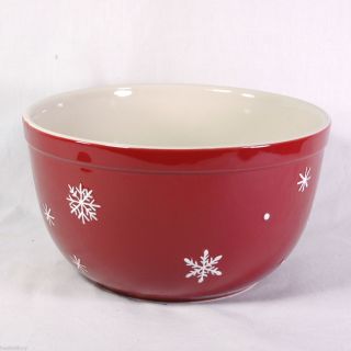 LONGABERGER BASKETS POTTERY CHRISTMAS FALLING SNOW LARGE RED MIXING 
