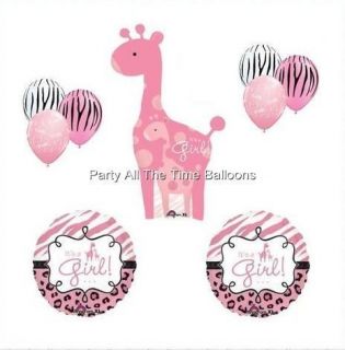   Giraffe Pink Zebra Balloon Baby Shower Gift Set Free Shipping