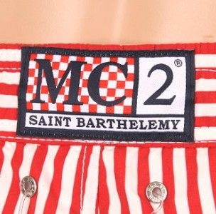 New MC2 Saint Barth Italian Funky Stripes Logo Swimwear Trunks Shorts 