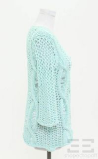 Calypso St Barth Aqua Blue Open Knit Shoshana Sweater Size Small New 