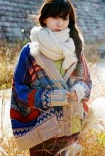   Bohemian Tribal Oversized Knit Bat Sleeve Stripe Sweater Cardigan