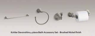 Kohler Devonshire Bath Accessory Set Brushed Nickel Towel Bar Ring 