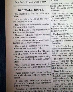   19th Century AMERICAN BASEBALL Scores, Stats, Ads 1886 Old Newspaper