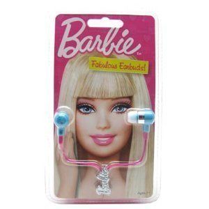 BRAND NEW IN PACKAGE BLUE BARBIE EARBUDS FOR I POD  PLAYERS