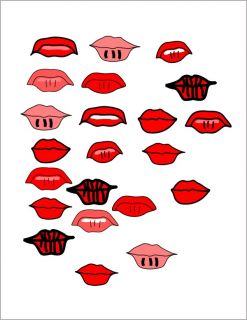 One of Andy Warhols prints from 1959 was (Stamped) Lips . This 