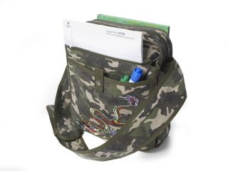 Mini C Red Olive Camouflage Messenger Bag with Dragon Embroidery
