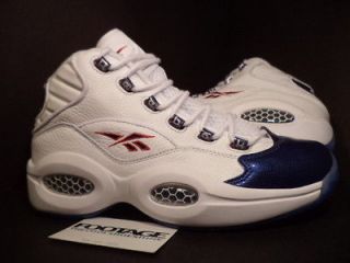2012 Reebok THE QUESTION MID ALLEN IVERSON WHITE PEARLIZED NAVY BLUE 