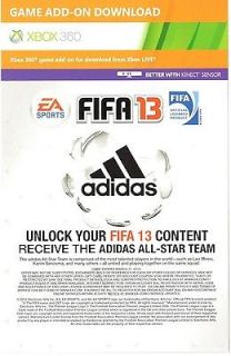 FIFA 13 2013 RECEIVE THE ADIDAS ALL STAR TEAM DLC XBOX 360 (GAME NOT 