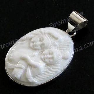 15/16 HANDCRAFTED MOTHER AND CHILD BOVINE BONE 925 SILVER pendant