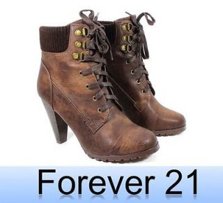 Newly listed FOREVER21 New Lace Up Bootie Warm Faux Fur Women 4 High 