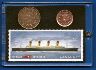 1912   2012 TITANIC   CANADA STAMP & 1912 Canadian Large Cent & 2012 