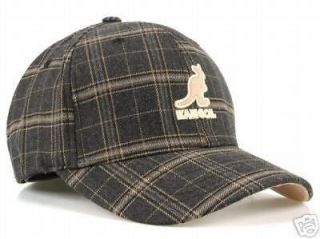 KANGOL CHECK AND SUEDE FLEX FIT HAT CAP NEW RARE S/M BROWN TAN PLAID