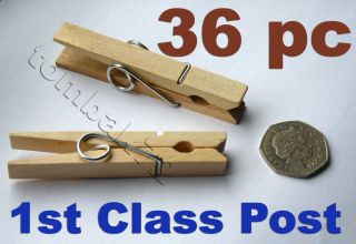 36 Large WOODEN PEGS Clothes Hanging Washing Line Airer Dryer Quality 
