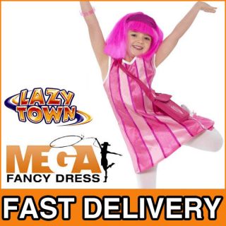 Stephanie Girls Lazy Town Fancy Dress Costume Child Pink Outfit Ages 3 
