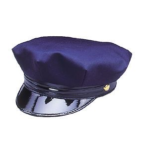Blue Navy Cotton Chauffeur Police Hat Cap Costume Accessory New