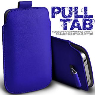 BLUE PULL TAB LEATHER POUCH CASE SKIN COVER FOR LG TOWN GT350