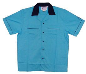 Turquoise/Black CLASSIC 50s retro bowling shirt NEW $ 29.95 Button 