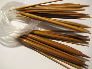 24 inch carbonized 15 sets Circular Bamboo Knitting Needles size US 0 