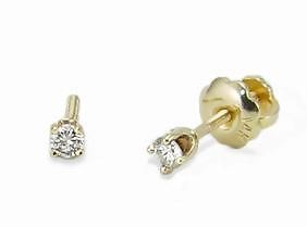 Great Gift! 100% 14K Yellow Gold Diamond Stud Earrings for Babies or 