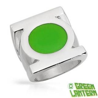 Green Lantern Ring Size 12 Stainless Steel & Green Enamel   Prod ID 