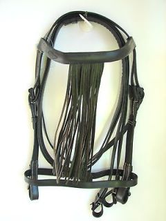 Spanish Leather Bridle black Baroque Horse Sz w Fly whisk Strings 