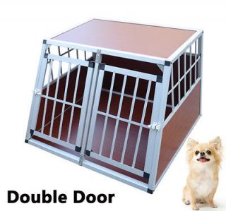New 2 Door 27 Aluminium Dog Puppy Pet Travel Double Carrier Crate 