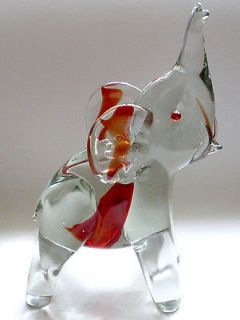 CENEDESE DA ROS Murano BABY ELEPHANT Red Heart Stripe Ears Figurine 