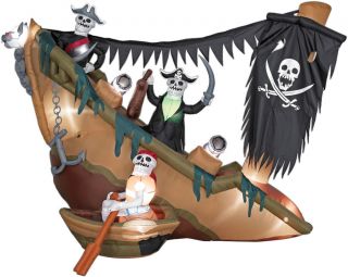 GEMMY AIRBLOWN INFLATABLE ANIMATED SKELETON PIRATES SHIP HALLOWEEN 