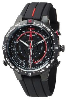 Timex Mens E Instruments Collection Compass Black Silicone Strap Watch 
