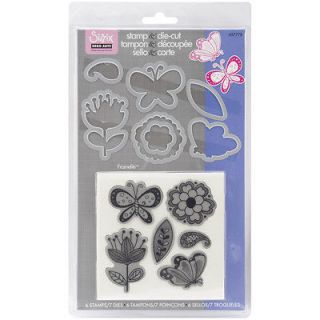 Sizzix Framelits Cutting Dies & Clear Stamps Flowers & Butterflies 