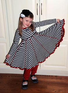   Navy Striped Dress~HANSJE Red Leggings 104 4Y 5Y♥FREE US SHIP