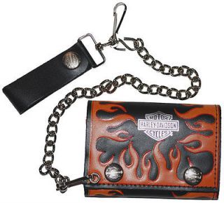   ® MENS TRI FOLD LEATHER WALLET WITH ORANGE FLAMES TC304HC 111 NEW
