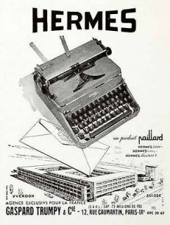 1955 Ad Hermes Typewriter Paillard Yverdon Gaspard Trumpy Paris France 