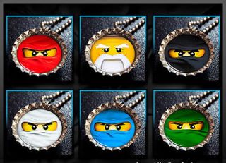 Heroes NinjaGo Faces Party Pack   6 Bottle Cap Necklaces   Birthday 