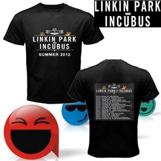 NEW LINKIN PARK INCUBUS SUMMER TOUR 2012 TWO SIDE BLACK SHIRT S 2XL 