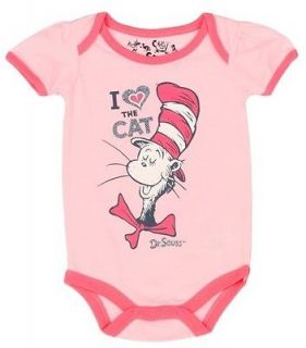 Dr Seuss Baby Togs Pink Cat In The Hat Bodysuit Size 6M NEW