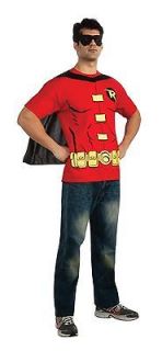 Robin T Shirt Cape Mask Boy Wonder Easy Costume Mens Size Extra Large 
