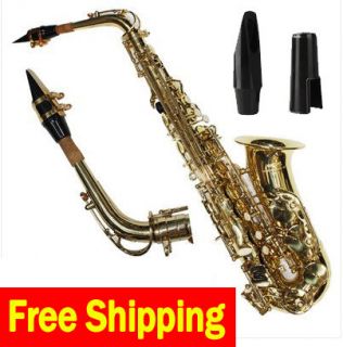 School Band Gold Curved Alto Saxophone Sax Saxofon Outfit Accessories 