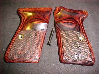 Walther PPKS PPK/S Fine Rosewood Checkered Pistol Grips Fleur De Lis 