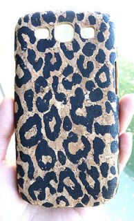 Chic Black Leopard Wood Cork Phone Case For Samsung Galaxy S 3 i9300 