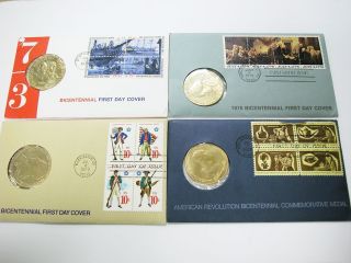 Original Bicentennial Lot of 4 First Day Cover and Commemorative Medal 