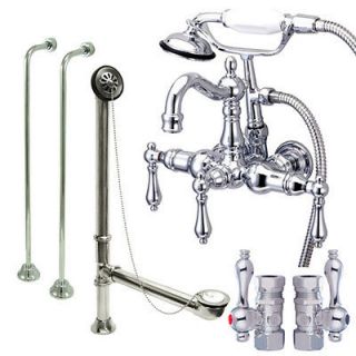 Tub mount clawfoot tub filler and shower mixer faucet complete value 