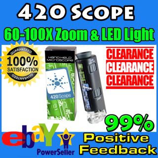 420 Scope Handheld Science Microscope 60 100X Lens Zoom Super Bright 