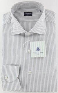 new $ 425 finamore napoli light gray shirt 15 38