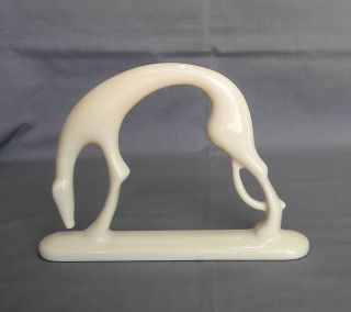haeger pottery art deco cream greyhound down statue one day