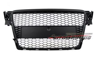 09 11 Audi A4 B8 RS4 Style Black Front Grille Mesh Badgeless 