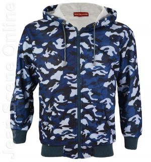 Kingsize Big Camouflage Hooded Top Fleece lined Jacket Army Blue Camo 